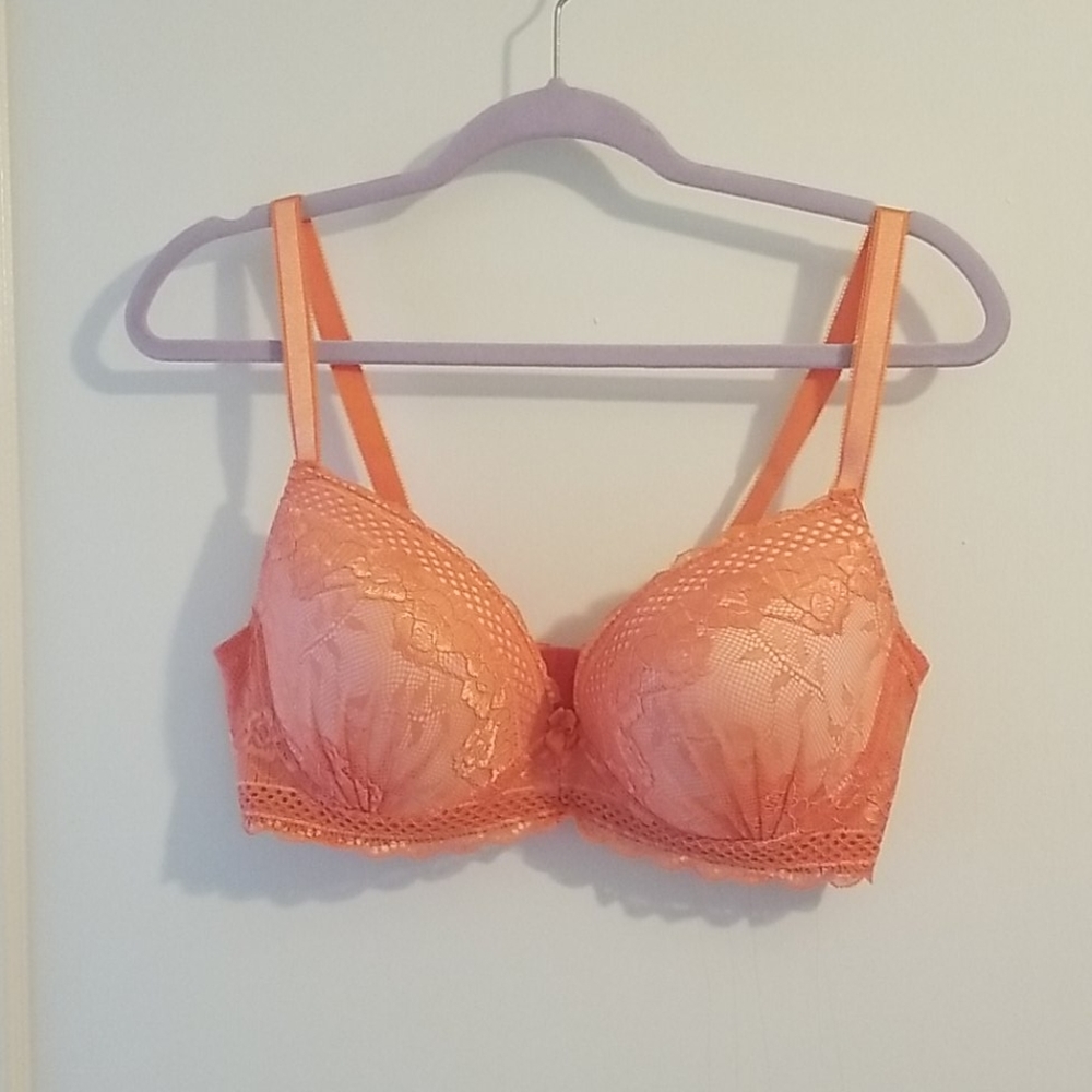 Orange lace bra